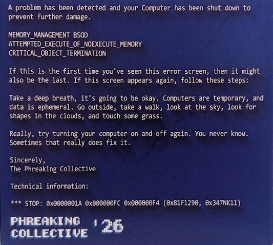 Phreaking Collective '26 blue screen magnet