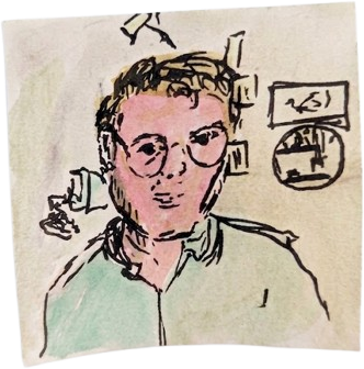ink and watercolour self portrait